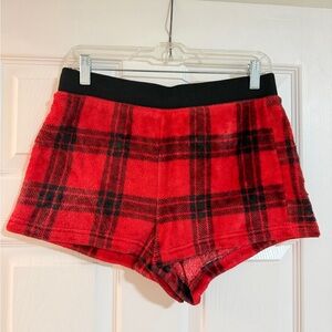 PINK Victoria's Secret Red and Black Fleece Shorts
